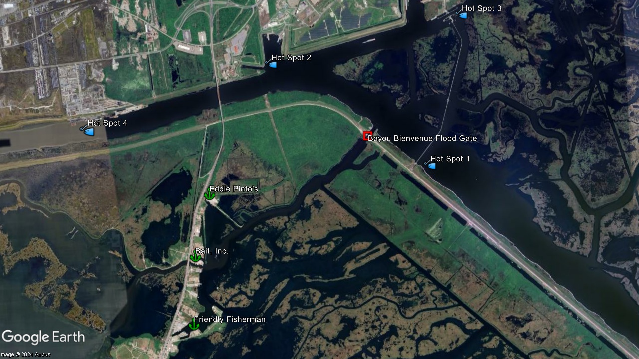 Bayou Bienvenue Locks Open Flood Gate Map