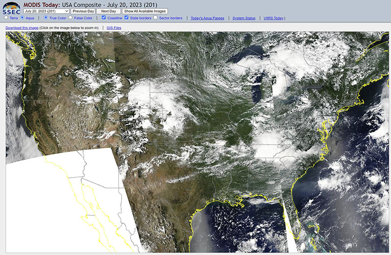MODIS Today Aqua Terra Satellite Imagery Main Page 800