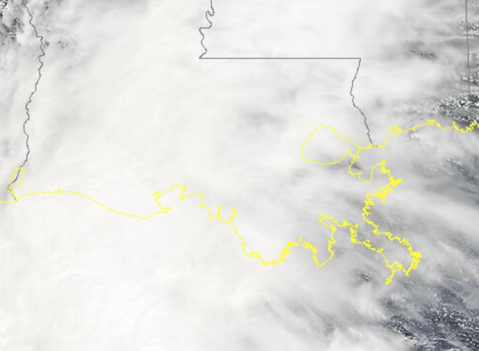 MODIS satellite imagery louisiana covered in clouds